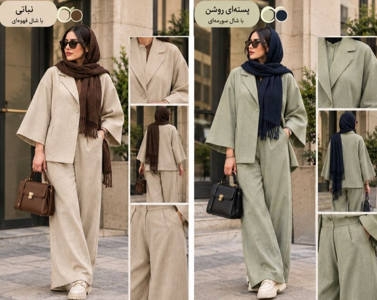 ست فوتر زنانه،مدل کیمونو و شلوار بگ در پنج رنگ